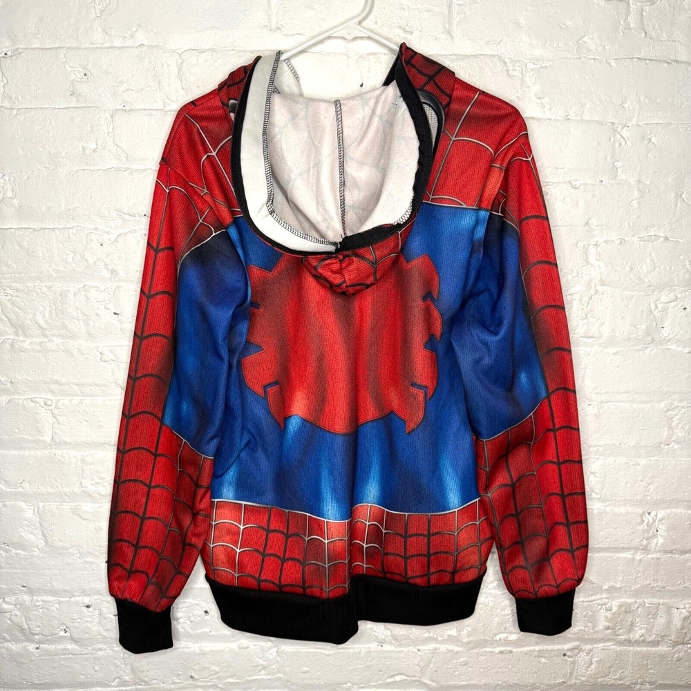 Mad Engine Marvel Mens Small Spiderman Full Zip Mask Hoodie Costume Or Daily - Picture 2 of 4